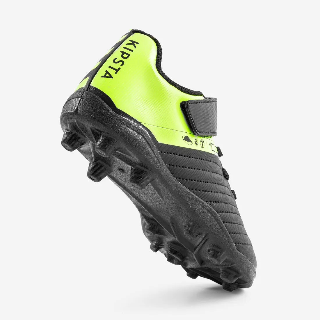 Kids' Football Boots Rip-Tab Moulded Studs Black & Yellow - Agility 100
