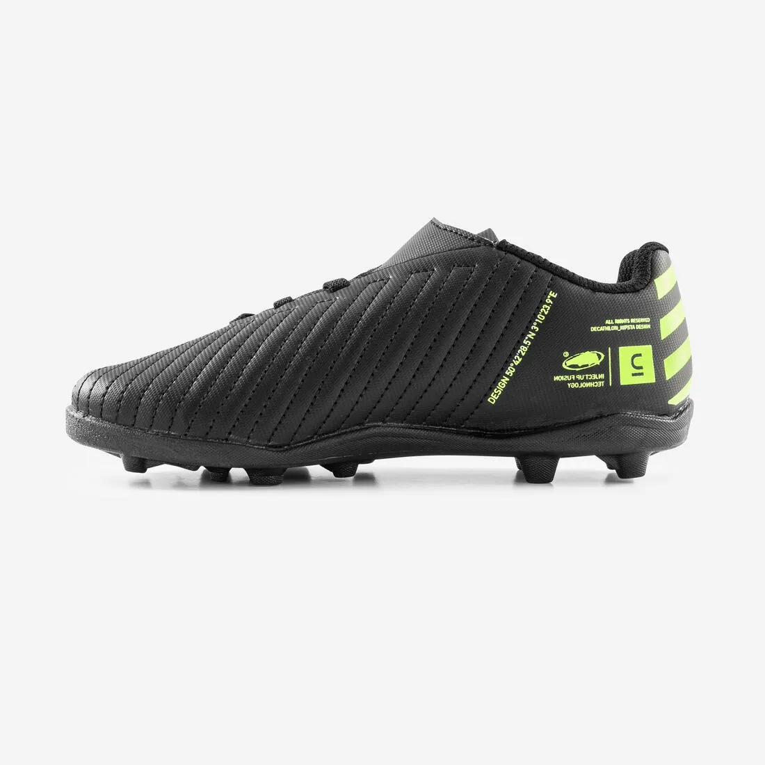 Kids' Football Boots Rip-Tab Moulded Studs Black & Yellow - Agility 100
