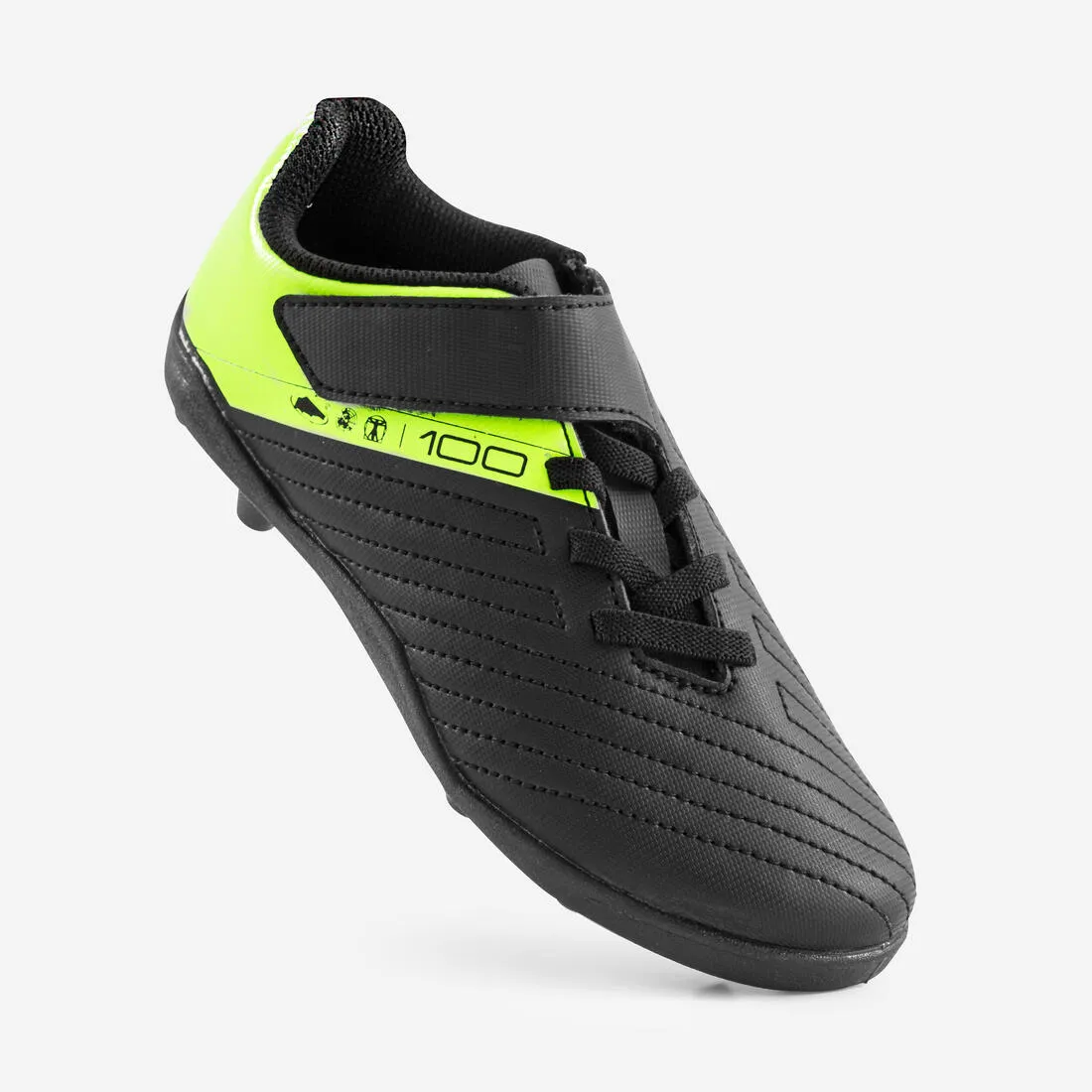 Kids' Football Boots Rip-Tab Moulded Studs Black & Yellow - Agility 100