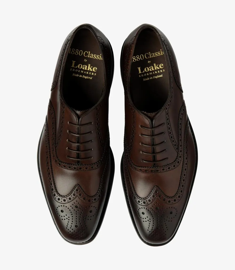 LOAKE BUCKINGHAM DARK BROWN OXFORD BROGUE RUBBER SOLE G-WIDE
