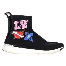 Louis Vuitton LV Heart Patches Sock Sneakers in Black Polyester