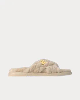 LV Bliss Comfort Shearling Natural Mules