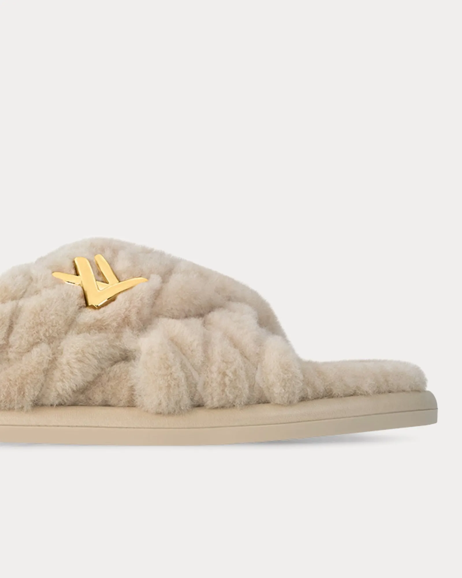 LV Bliss Comfort Shearling Natural Mules