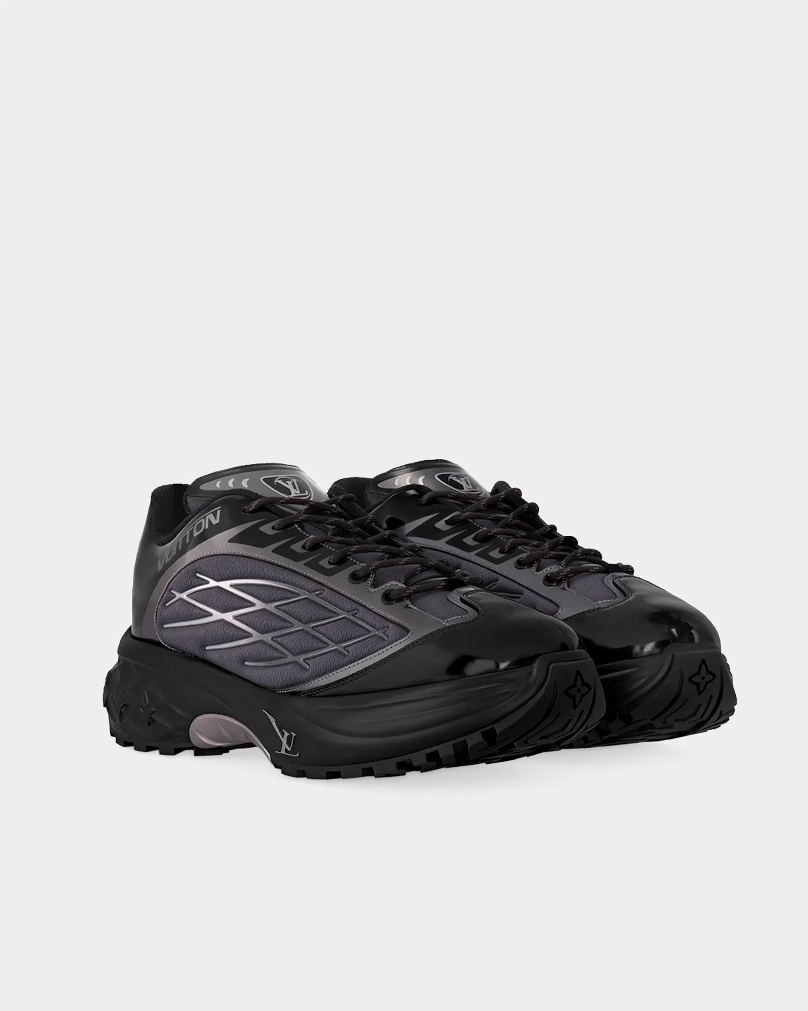 LV Discovery Lace Ups Black Low Top Sneakers