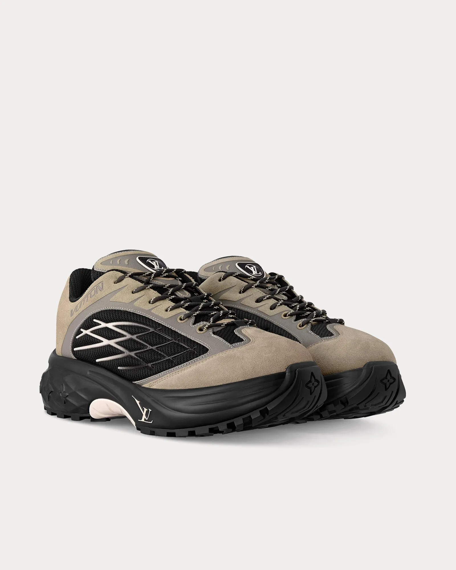 LV Discovery Lace Ups Taupe / Brown Low Top Sneakers