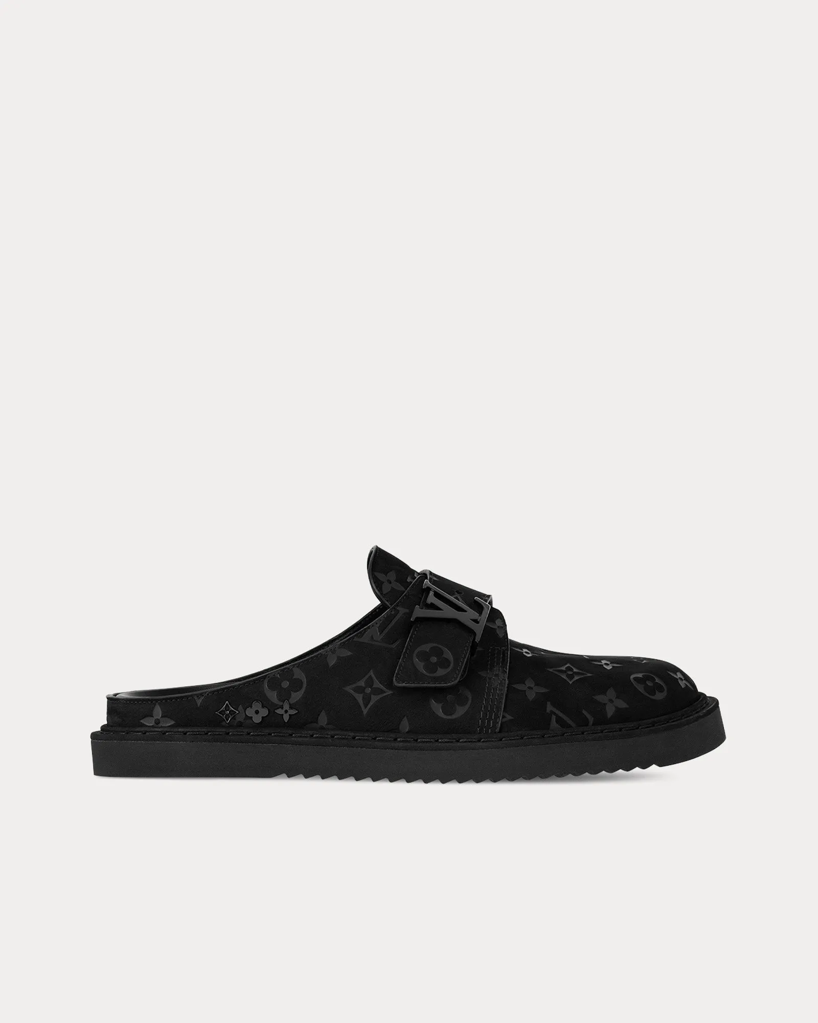 LV Easy Monogram-Embossed Leather Black Mules
