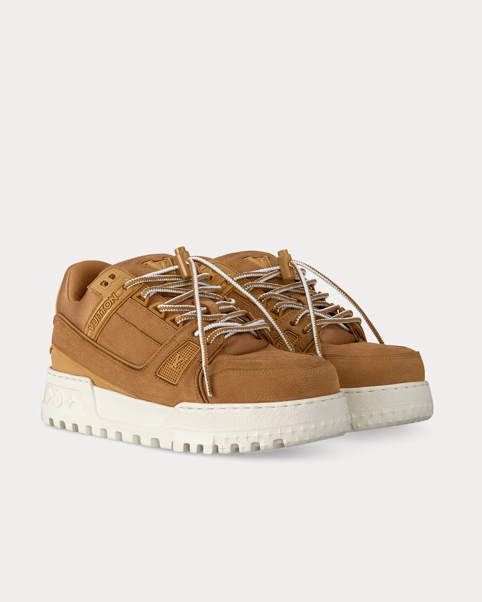 LV Maxi Trainer Grained Nubuck Calf Leather Beige Low Top Sneakers