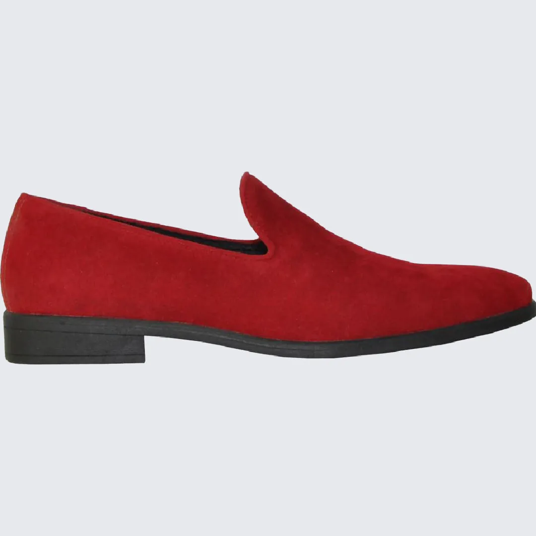 Men Dress Red Vegan Suede Formal Loafer