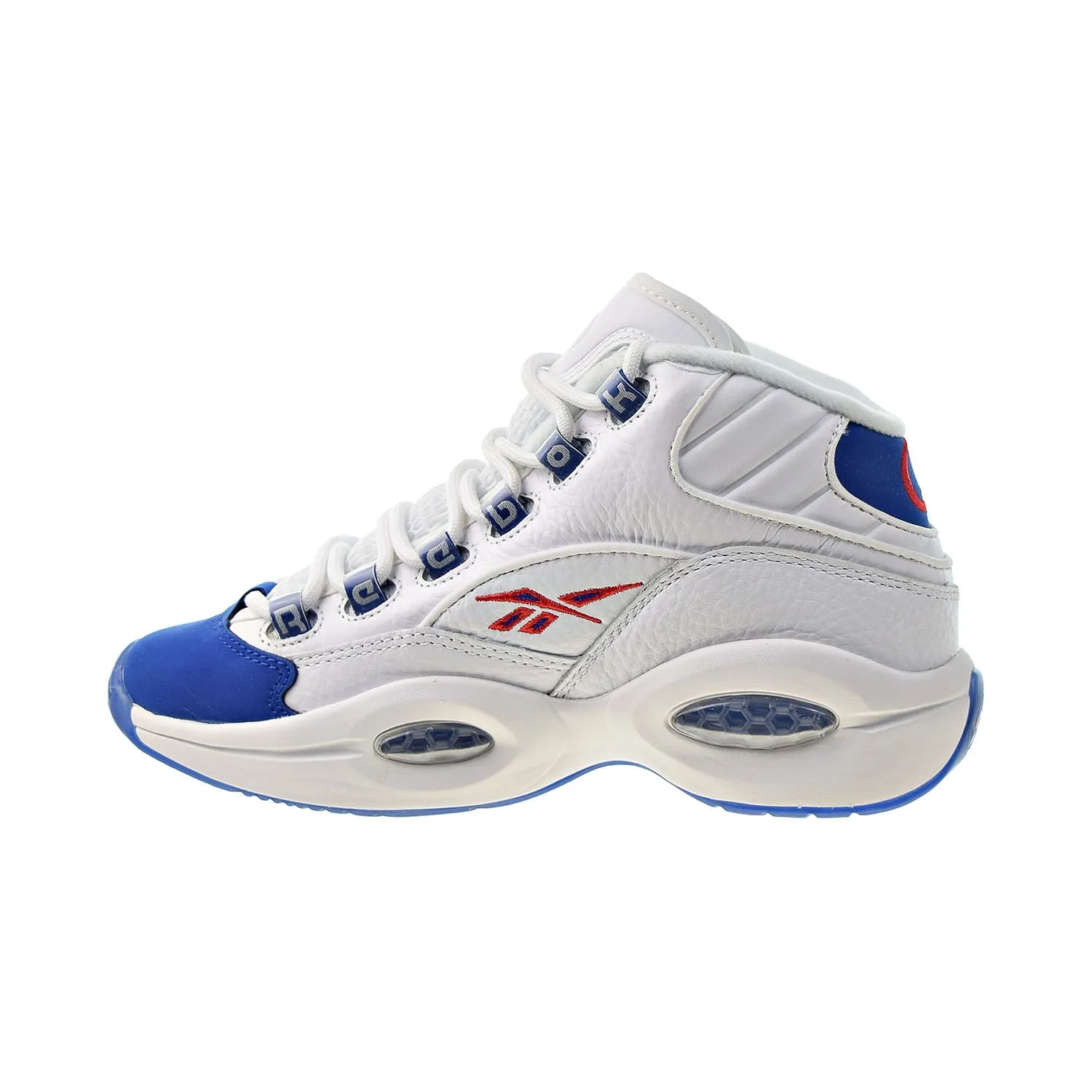 Reebok Question Mid Big Kids' Shoes White-Royal Red