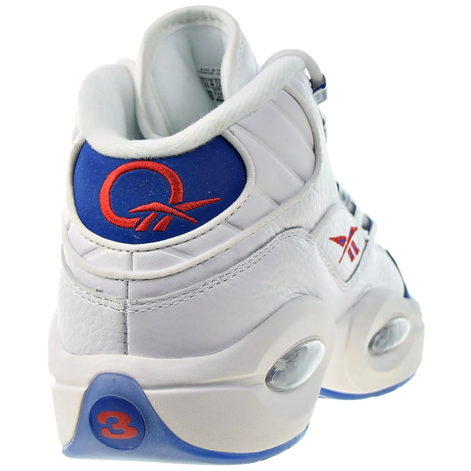 Reebok Question Mid Big Kids' Shoes White-Royal Red