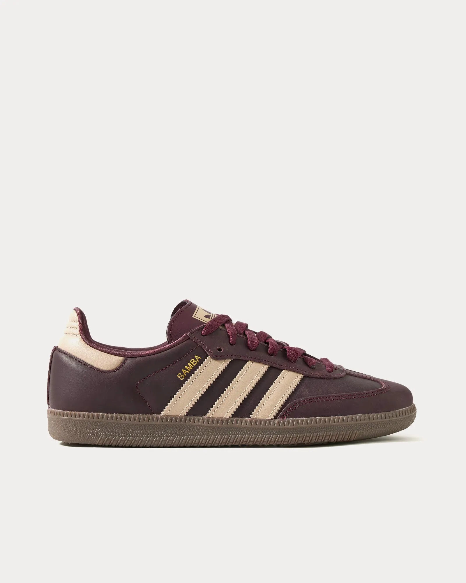Samba OG Maroon / Crystal Sand / Gold Metallic Low Top Sneakers