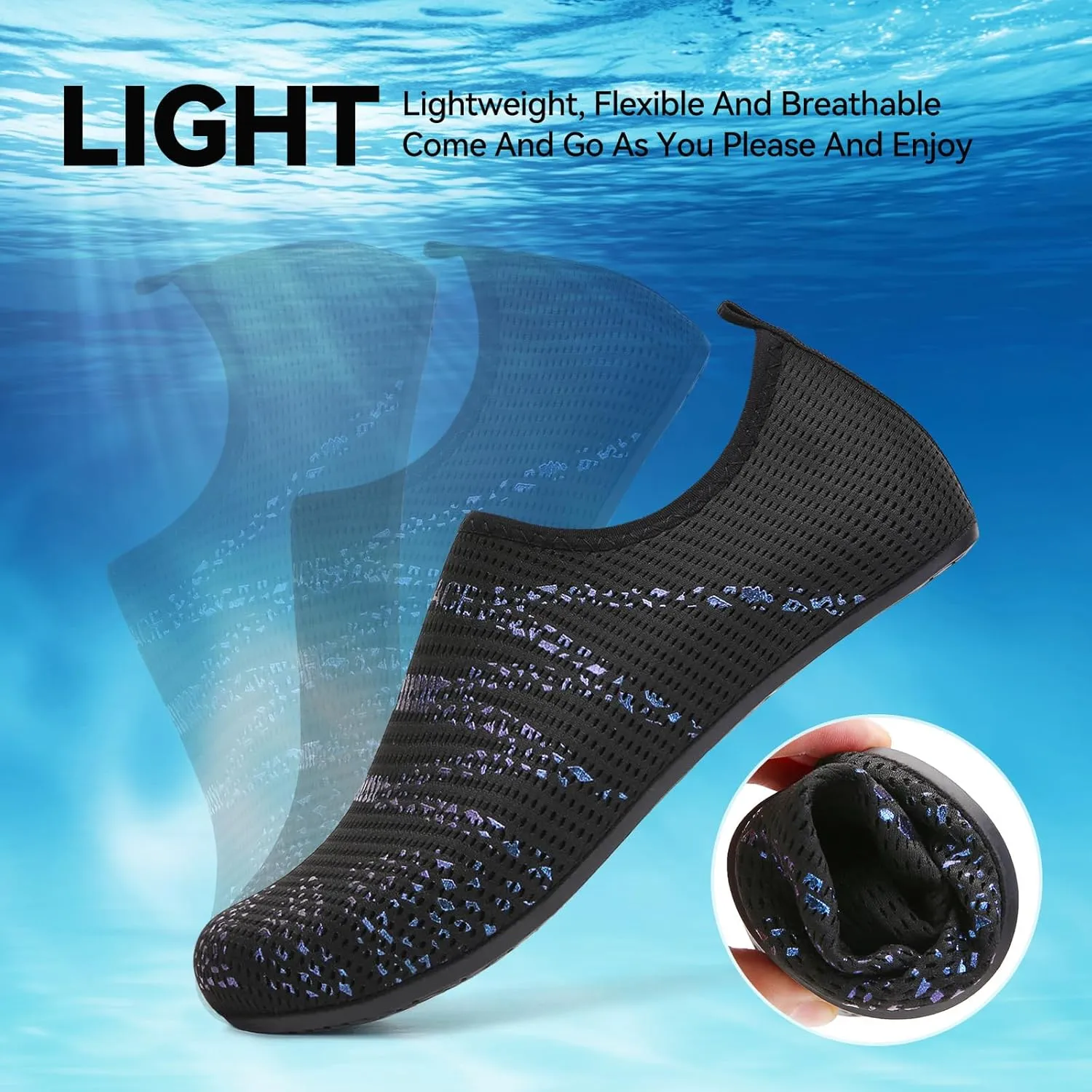 Sixspace Water Shoes for Women Men Aqua Socks Swim Shower Beach Barefoot Pool Quick-Dry Non Slip Lake Surf
