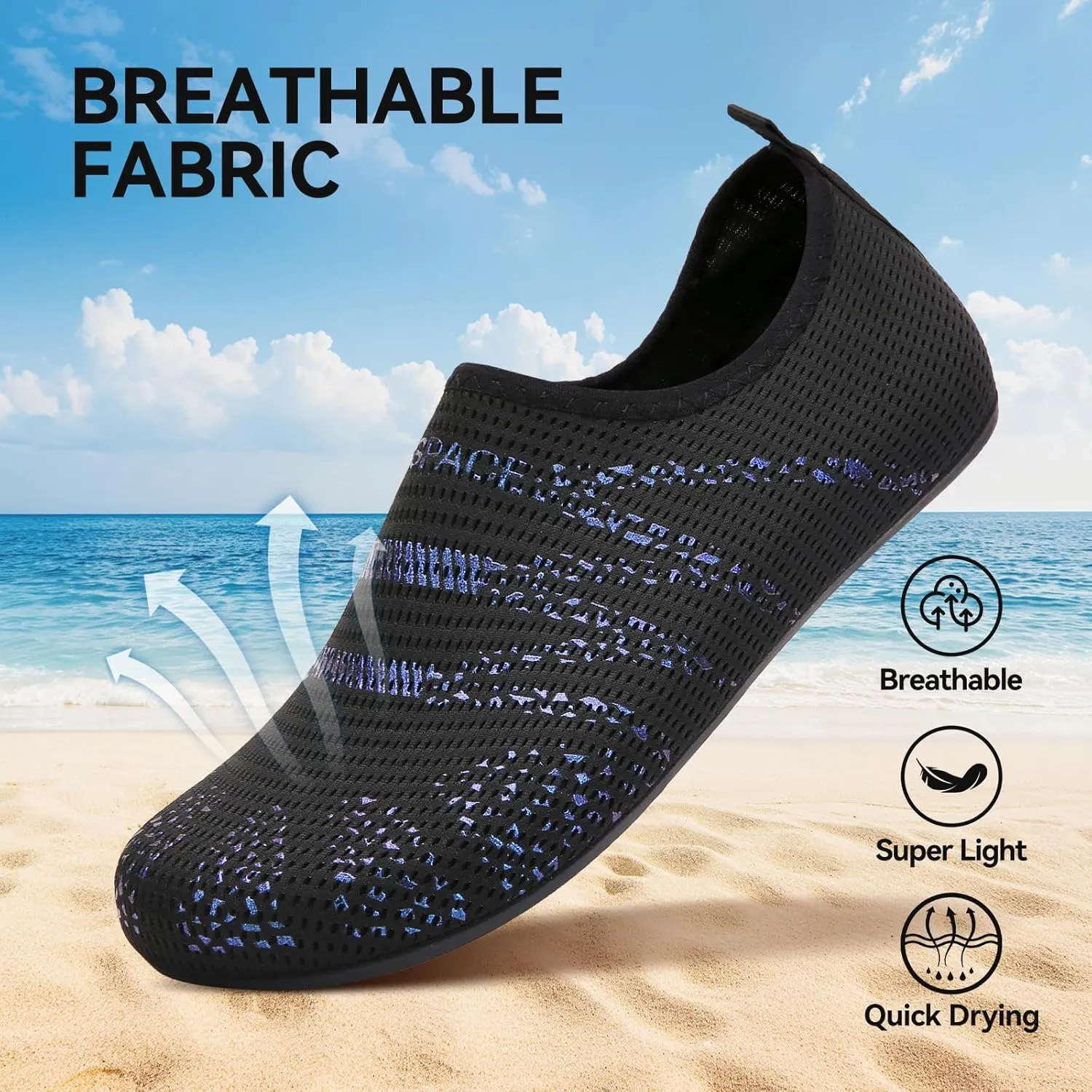Sixspace Water Shoes for Women Men Aqua Socks Swim Shower Beach Barefoot Pool Quick-Dry Non Slip Lake Surf