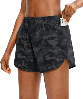 Soothfeel Womens Running Shorts with Zipper Pockets High Waisted Athletic Gym Workout Shorts for Women with Liner