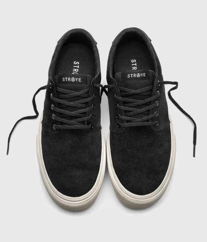 Straye Footwear Fairfax Skate Shoes Black/Bone Suede