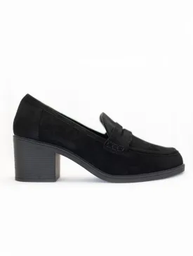 Suede Style Block Heeled Loafers