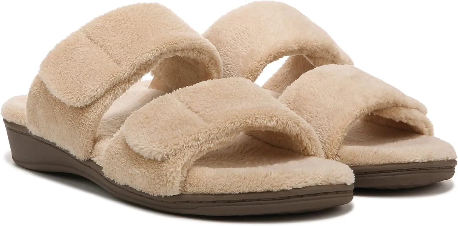 Vionic Women's Indulge Dessie Slipper -Comfortable Spa Slippers That Include a Built-in Concealed Orthotic that helps Correct Pronation and Alleviate Heel Pain Caused by Plantar Fasciitis, Med Width
